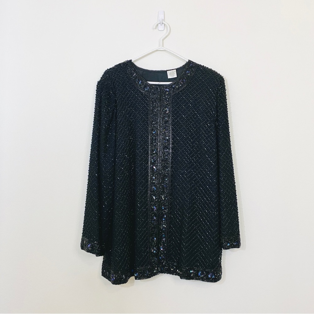 OOAK | Black Beaded Silk Blouse